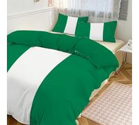 JEDTAKCT Nigerian Flag Duvet Cover Set Super King For Girls Kids 3Pcs Emerald Green Simple Stripes Print Bedding Quilt Cover With Pillowcases Soft Microfiber Easy Care Reversible Duvet Set