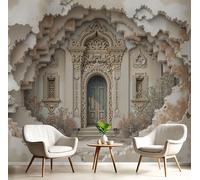JEDTAKCT Nordic Architecture Mural Retro Stone Texture Photo Wallpaper Rust Brown Wallpaper Art Poster Picture Design Kids Wall Paper for Bedroom Living Room Wall Mural Poster Decor 300X210Cm