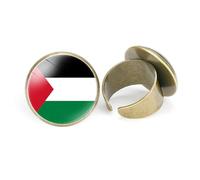 JEDTAKCT Palestine Flag Ring - Geometric Creative Palestine Flag Art Round Mouth Finger Ring For Women,Fashion Open Adjustable Ring Promise Ring Jewelry Gifts,As Shown,Adjustable