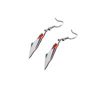 JEDTAKCT Palestinian flag earrings-creative four - color oil-drop Palestinian map pendant earrings, personalized geometric Bent ear hook patriotic earrings Accessories,White,as show