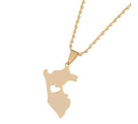 JEDTAKCT Peru Map Pendant Necklace - Patriotic Heart-Shaped Hollow Text Print Pendant National Hip-Hop Clavicle For Women Ethnic Style Sweater Chains Jewe Men Necklace Heart 19.7 Inches/50Cm