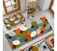 JEDTAKCT Petal Geometry Carpet Runners For Kitchen Non-Slip Abstract Art Kitchen Rug Runner Washable Short Pile Floor Mat For Entryway Bedroom Laundry Room, Teal, 43X75Cm+43X150Cm