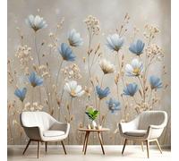 JEDTAKCT Photo Wallpaper 400X280Cm Silk Cloth Premium Elegant Floral Print Wall Mural Decoration Poster Picture Retro Plants Design, Rust Brown Poster Living Room Bedroom Wall Covering