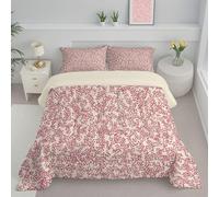 JEDTAKCT Pink And White Super King Duvet, Polka Dot Floral Quilt Ideal For Summer Autumn, Reversible Coverless Duvet With Romantic Plants, Lightweight Soft Comforter, 260X230Cm, Machine Washable