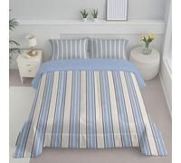 JEDTAKCT Preppy Stripes Super King Duvet Set, Soft Reversible Coverless Duvet With Pillowcases, Elegant Geometric Printed Down Alternative Bedding Comforter Sets For All Seasons, Blue And White