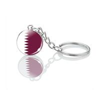 JEDTAKCT Qatar Flag Glass Ball Pendant Keychain - Asian Country Mini Flag Key Ring Souvenirs Novelty National World Keyring Jewelry For Men Women Couple Gift Accessories,As Shown,8Cm