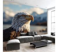 JEDTAKCT Realistic Wild Eagle Background Wall Mural - 350X256Cm Natural Animal Landscape Photo Wallpaper for Bedroom Living Room Playroom Teen Room, 3D Panoramic Custom Wallpaper Wall Art, Sky Blue