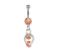 JEDTAKCT Rhinestones Belly Button Ring- Stylish Geometric Intersecting Water Drop Border Pendant Belly Button Rings,All-Match Thread Belly Button Bars For Girls Gifts,Orange,One Size
