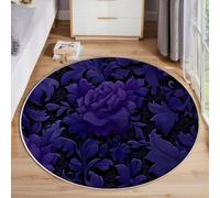 JEDTAKCT Rose Damask Rugs, Baroque Aesthetics Round Large Area Rug, Non-Slip Circle Carpet For Bedroom Kitchen, Washable Non Shedding Rug For Living Rooms Corridors, 100 Cm, Deep Purple