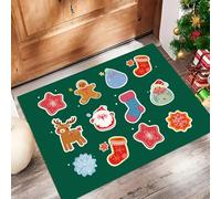 JEDTAKCT Rugs Living Room Indoor Bedroom Rug Christmas Theme Pattern Carpet Animals Gingerbread Man Front Door Mat Entryway Area Rugs Non-Slip Easy Care Small Kitchen Floor Mat, 40X60Cm Emerald Green