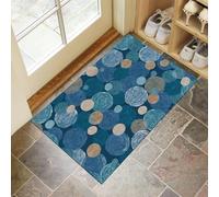 JEDTAKCT Rugs Living Room Indoor Bedroom Rug Polka Dot Ring Pattern Carpet Abstract Geometric Front Door Mat Entryway Area Rugs Non-Slip Easy Care Small Kitchen Floor Mat, 50X80Cm Navy Blue