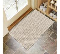 JEDTAKCT Simple Brick And Stone Texture Door Mat Indoor, Retro Geometric Floor Mat, Beige Soft Non-Slip Doormat, Absorbent Microfiber Machine Washable Doormats Carpet For Hallway Bedroom 50X80Cm