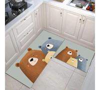 JEDTAKCT Simple Brown Bear Kitchen Rugs Sets Of 2 Non Slip Washable Cute Animal Kitchen Rugs And Mats For Floor 40X60Cm+40X120Cm Charcoal Gray Runner Rug Floor Carpet For Laundry Hallways