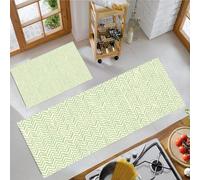 JEDTAKCT Simple Herringbone Carpet Runners For Kitchen Non-Slip Retro Geometric Kitchen Rug Runner Washable Short Pile Floor Mat For Entryway Bedroom Laundry Room, Sage Green, 50X80Cm+50X150Cm