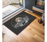 JEDTAKCT Simple Snow-Capped Mountains Moon Door Mat 45X75Cm, Machine Washable Mat Super Soft Non Slip Doormat Indoor Outdoor Forest Animals Absorbent Floor Mats Kitchen Carpet Entrance Rug, Black