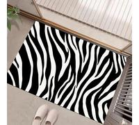 JEDTAKCT Simple Zebra Print Door Mat Indoor 60X90Cm, Black And White Washable Entrance Doormat Inside, Non-Slip Rubber Backed Entryway Floor Carpet Animal Theme Short Pile Small Rug For Hallway