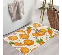 JEDTAKCT Small Thin Door Mats Indoor 45X75Cm, Fun Easter Bunny Non Slip Front Door Mat Inside, Cute Carrots Easter Eggs Low Profile Inside Doormat, Easy To Clean Floor Mat For Entryway, Beige