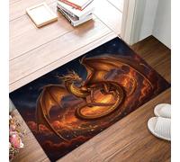 JEDTAKCT Soft Doormat Fantasy Sunset Dragon 60X90Cm Rug, Non Slip Absorbent Mats Microfiber Runner Carpet Dark Brown Mysterious Creature, Washable Doormat For Indoor Corridor, Kitchen, Bathroom