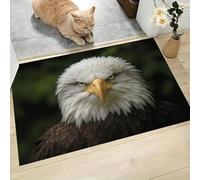 JEDTAKCT Soft Doormat Fierce Bald Eagle 90X150Cm Rug, Non Slip Absorbent Mats Microfiber Runner Carpet Dark Green Realistic Animal Style, Washable Doormat For Indoor Corridor, Kitchen, Bathroom