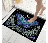 JEDTAKCT Soft Doormat Mysterious Moth Plant 90X150Cm Rug, Non Slip Absorbent Mats Microfiber Runner Carpet Deep Blue Moonlit Sky Animal, Washable Doormat For Indoor Corridor, Kitchen, Bathroom