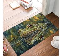 JEDTAKCT Soft Doormat Vintage Frog Pond 60X90Cm Rug, Non Slip Absorbent Mats Microfiber Runner Carpet Olive Green Animal Oil Painting, Washable Doormat For Indoor Corridor, Kitchen, Bathroom