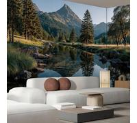 JEDTAKCT Spring Rivers and Mountains 3D Panoramic Custom Wallpaper Mural, Natural Landscape Photo Wallpaper Forest Green Wallpapers Mural Poster Decoration for Bedroom Living Room Corridor, 200X140Cm