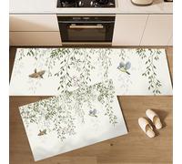 JEDTAKCT Springtime Willows Birds Kitchen Rugs Set Of 2 Non Slip Kitchen Mats For Floor Washable Comfort Standing Mats For Office Home, Beige Chinese Country Style Hallway Decor, 20"X30"+20"X59"