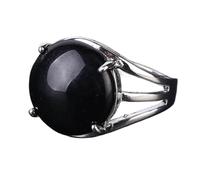 JEDTAKCT Stone Rings For Unisex - Classic Four-Prong Inlay Natural Agate Adjustable Ring,Simplicity Personality Open Ring For Women Party Prom Match,Black,One Size