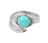 JEDTAKCT Stone Rings For Women Adjustable -Simple Personalized Turquoise Feather Ring,Vintage Natural Stone Open Rings Gifts Party Christmas Birthday,Blue,One Size