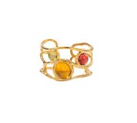 JEDTAKCT Stone Rings For Women -Personalized Three-Layer Colorful Natural Stone Adjustable Ring,Vintage Natural Stone Stackable Rings Gifts Party Christmas Birthday,Yellow,One Size