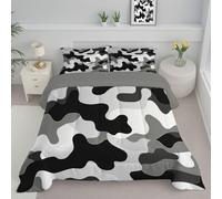 JEDTAKCT Super King Duvet - Coverless Duvet With Pillowcase - Reversible Abstract Camouflage Printed Quilt With Modern Geometric Pattern - Lightweight Washable Comforter - 260X230Cm - Black And White