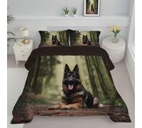 JEDTAKCT Tan Single Duvet, Natural German Shepherd Quilt Ideal For Summer Autumn, Reversible Coverless Duvet With Forest Landscape, Lightweight Soft Comforter, 140X200Cm, Machine Washable