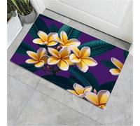 JEDTAKCT Tropical Frangipani Leaves Door Mat 90X150Cm, Machine Washable Mat Super Soft Non Slip Doormat Indoor Outdoor Natural Plant Absorbent Floor Mats Kitchen Carpet Entrance Rug, Purple
