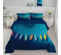 JEDTAKCT Turquoise Single Duvet Rainbow Boat Reversible Coverless Duvet All Seasons Quilt With Natural Ocean Landscape Printed, Lightweight Soft Comforter Set With Pillowcase, Washable