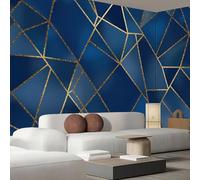 JEDTAKCT Wall Mural Geometric Marble Wallpaper, 3D Wall Mural Decoration Poster Luxurious Texture Design, Navy Blue Photo Wallpaper for Living Room Bedroom Children's Room Office 250X175Cm
