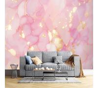 JEDTAKCT Wallpaper Gold Foil Water Ripple Photo Wallpaper for Living Spaces Feature Walls, Kitchen Bedroom Hallway Dining Room, Pink Marble Decoration Poster 138"X101" Wall Covering