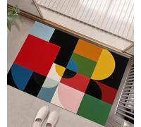 JEDTAKCT Washable Doormat Indoor Non-Slip For Entryway Abstract Geometry Soft Entrance Carpets Inside Small Rug Medieval Aesthetics Short Pile Floor Mats For Hallway Bedroom, Red And Black, 60X90Cm