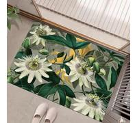JEDTAKCT Washable Doormat Indoor Non-Slip For Entryway Tropical Passion Flower Soft Entrance Carpets Inside Small Rug Botanical Poster Short Pile Floor Mats For Hallway Bedroom, Dark Green, 40X60Cm
