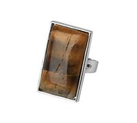 JEDTAKCT Womens Natural Stone Rings Adjustable - Personalized Square Large Size Natural Stone Ring,Creativity Semi-Precious Stones Open Ring Bohemia Style Party Gift,Brown,One Size