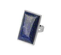 JEDTAKCT Womens Natural Stone Rings Adjustable - Personalized Square Large Size Natural Stone Ring,Creativity Semi-Precious Stones Open Ring Bohemia Style Party Gift,Blue,One Size