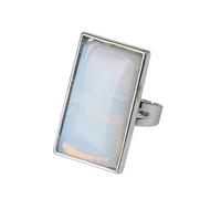 JEDTAKCT Womens Natural Stone Rings Adjustable - Personalized Square Large Size Natural Stone Ring,Creativity Semi-Precious Stones Open Ring Bohemia Style Party Gift,White,One Size