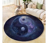 JEDTAKCT Yin And Yang Vortex Round Rugs Ø60 Cm Living Room Non Slip Round Area Rug Short Pile Fantasy Universe Bedroom Circle Carpet Washable Soft Floor Mat Rugs For Kids Room Decor, Black And White