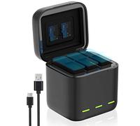 Jeebel Battery Charging Case for GoPro Hero 12/11/10/ Black - 3-Slot Fast Charger with USB-C Cable - Compact Quick Charger Compatible with GoPro Hero 9 10 11 12 Black Original Batteries (No Battery)