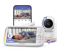 jeeber 2K Wifi Smart Video Baby Monitor with Camera, Phone App & 5'' Screen Control, Motion & Cry Detection, Night Vision, Two-Way Talk, Lullabies, Temperature Sensor, 3050mAh Battery, 360° PTZ