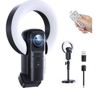 JEEBOX 4K Webcam with Light, Streaming Camera with Microphone, Plug and Play, USB HD Computer Web Cam, 1080P Auto-Focus, 73°FOV PC Camera for Zoom Skype Teams, Desktop, Black