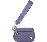 JEEBURYEE Dual Pouch Wristlet Keychain Wallets for Women with 2 Detachable Zipper Coin Purse - Small and Portable Mini Card Wallet for Women Men, Dark Purple, Small Wallet