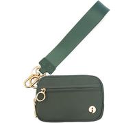 JEEBURYEE Dual Pouch Wristlet Keychain Wallets for Women with 2 Detachable Zipper Coin Purse - Small and Portable Mini Card Wallet for Women Men, Green, Small Wallet