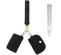 JEEBURYEE Dual Pouch Wristlet Keychain Wallets for Women with 2 Detachable Zipper Coin Purse - Small and Portable Mini Card Wallet for Women Men, Black+Black Upgraded, Small Wallet