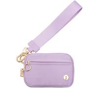 JEEBURYEE Dual Pouch Wristlet Keychain Wallets for Women with 2 Detachable Zipper Coin Purse - Small and Portable Mini Card Wallet for Women Men, Purple, Small Wallet