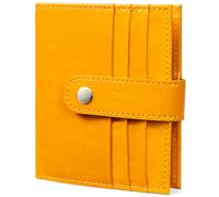 JEEBURYEE Womens Wallet Small Leather Credit Card Holder RFID Blocking Ladies Slim Minimalist Bifold Wallet with Zipper Coin Pocket, Wax Yellow, Minimalist